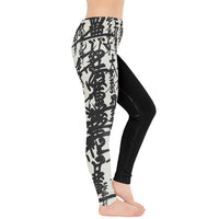 SHARON TATEM LLC - Original Oriental Design Leggings Black and White Yoga Legging