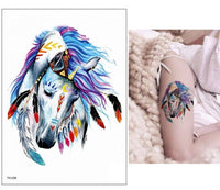 New Cartoon Blue Unicorn Fairy Tales Temporary Tattoo for Children Kids Waterproof Flash Tattoo Sticker Girl Baby Body Art Horse