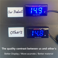 NORXI - Original Motorcycle KOSO Voltmeter Digital for NVX NMAX TMAX XMAX 300 LED Mini 6V 12V Electromobile Electricity Gauge Car Volt Meter