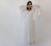 BLUSHFASHION - Original Curvy  Ivory  Lace Flare Sleeves Wedding Dress #1319