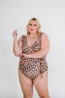 LIVING FREE BEAUTY - Original Hear Me Roar Leopard Ruffle Sleeve Swimsuit