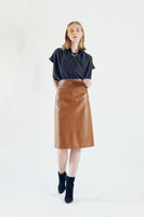 LE REUSSI - Original Power Woman- Dark Hazel Leather Skirt