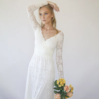 BLUSHFASHION - Original Ivory Off Shoulder Wrap Long Sleeves ,Mermaid Wedding Dress #1280