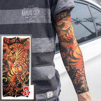 10 Pc Fake Temporary Tattoo Sleeves Tattoos Full Long Slip on Arm Tattoo Sleeve Kit Men Elastic Nylon Glove Tattoos Black Skull Design