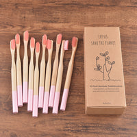 10 Pack Bamboo Toothbrush Medium Bristles Biodegradable Plastic-Free Toothbrushes Cylindrical Low Carbon Eco Bamboo Handle Brush