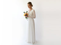 BLUSHFASHION - Original Wrap Bohemian Lace Wedding Dress #1242