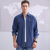 YSY&YTY - Original 2024 New Spring and Autumn Men's Soil Slim Long-Sleeved Large Size Denim Shirt Men's Long-Sleeved Thin Coat