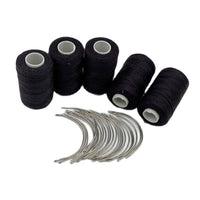 Thread Needle Kit 25 Pcs C Curved Needle With Gift 5 Rolls BLACK Hair Weaving Thread Cotton Sewing Thread