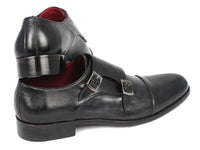 Paul Parkman Men's Cap-Toe Double Monkstraps Gray & Black (ID#0457-GRY)