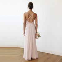 BLUSHFASHION - Original Light Pink Maxi Dress With Adjustable Straps   #1170