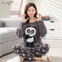 HZOIOYS - Original Women Winter Warm Pajamas for Unisex Couple Cartoon Pyjama Sets Animal Pyjama Suit Sleepwear Women/Men Home Clothing Pijamas