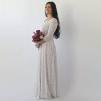 BLUSHFASHION - Original Curvy Ivory Nude Off Shoulder Wedding  Dress #1264