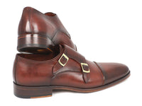 Paul Parkman Men's Cap-Toe Double Monkstraps Brown (ID#0457-BRW)