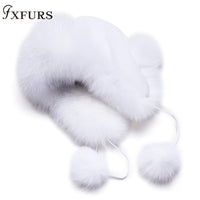 2021 New Fur Hat Women Natural Raccoon Fox Fur Russian Ushanka Hats Winter Thick Warm Ears Fashion Bomber Cap Raccoon Snow Caps