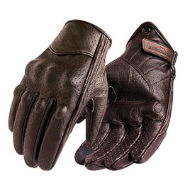 Motorcycle Gloves Men Touch Screen Brown Leather Electric Bike Glove Cycling Full Finger Motorbike Moto Bike Motocross Luvas