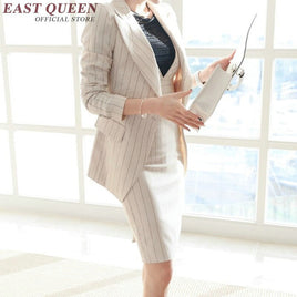 EAST QUEEN - Original New Autumn Fashion Blazer With Skirt Set Blue Striped Womens Business Suits Women Elegant Skirt Suits XL AA2926 YQ