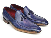 Paul Parkman Men's Side Handsewn Tassel Loafer Blue & Purple (ID#082-BLU-PURP)