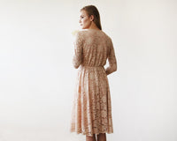 BLUSHFASHION - Original Pink Lace Long Sleeve Short Dress  #1161