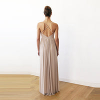 BLUSHFASHION - Original Champagne Maxi Dress With Adjustable Straps #1170