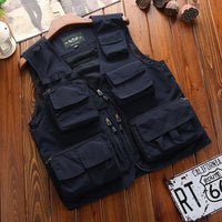 Outdoor Men's Tactical Fishing Vest Jacket Man Safari Jacket Multi Pockets Sleeveless Travel Jackets 5XL 6XL 7XL, 7898m