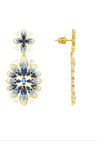 Original Babylon Flower Drop Earrings Gold Blue