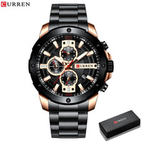 CURREN Watches Men Stainless Steel Band Quartz Wristwatch Military Chronograph Clock Male Fashion Sporty Watch Waterproof 8336