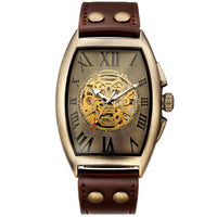 Men Watch Skeleton Automatic Mechanical Male Clock Top Brand Luxury Retro Bronze Sport Military Wristwatch Relogio Masculino