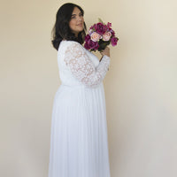 BLUSHFASHION - Original Curvy  Ivory Roses Lace Wedding Dress With Maxi Chiffon Skirt #1317