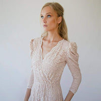 BLUSHFASHION - Original Blush Puffed Sleeves Wedding Dress #1283