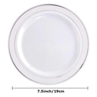 50pcs Gold Rim Plastic Plates-7.5inch Gold Disposable Salad/Dessert Plates-Ideal for Weddings& Parties