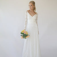 BLUSHFASHION - Original Ivory Off Shoulder Wrap Long Sleeves ,Mermaid Wedding Dress #1280