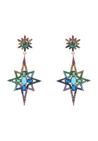 Original Northern Star Burst Multi Coloured Gemstone Earrings Rosegold