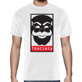 T-shirt Fsociety - Mr. Robot - Tv Series - White - Size L