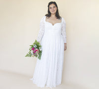 BLUSHFASHION - Original Curvy Ivory Sweetheart Wedding Dress With Puffy Sleeves #1333