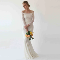 BLUSHFASHION - Original Ivory Off Shoulder Mermaid  Wedding Dress #1214