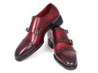 Paul Parkman Triple Leather Sole Hand-Welted Cap Toe Monkstraps (ID#LX77MNK)