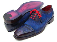 Paul Parkman Men's Captoe Oxfords Blue Suede (ID#024-BLUSD)