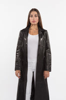 FADCLOSET - Original Ladies 3 Button Matrix Black Full Length Leather Coat