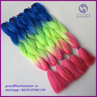 Desire for Hair 10packs Per Lot 24inch 100g Heat Resistant Synthetic Ombre Jumbo Braiding Box Hair Red Yellow Blue Green 4 Tone