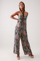 Q2 - Original Wide Leg Jumpsuit in Navy Paisley Print