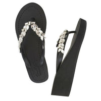 Original Shoes Greenwich - Rhinestone Mid Wedge Flip Flops