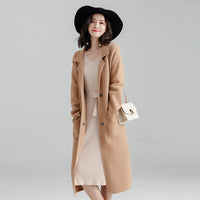 MU 02 STORE - Original Office Lady Loose Womens Long Coats Outwear Winter Single Breasted Wool Blend Coat and Jacket Turn-Down Collar Ladies Coats