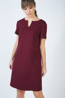 CONQUISTA FASHION - Original Burgundy Sack Dress in Stretch Punto Di Roma Fabric