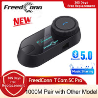 FREEDCONN - Original TCOM-SC Bluetooth Motorcycle Helmet Headset Intercom Interphone With LCD Screen FM Radio T-Com SC Communicator