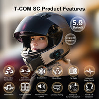 EJEAS - Original New Updated Version! FreedConn T-Com SC Motorcycle Bluetooth Helmet Headset Intercom Interphone LCD Screen + FM Radio