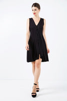 CONQUISTA FASHION - Original A Line Sleeveless Black Jersey Dress