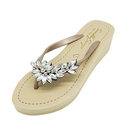 Original Manhattan Crystal - Rhinestone Mid Wedge Flip Flops