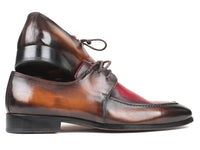 Paul Parkman Brown & Bordeaux Dual Tone Apron Derby Shoes (ID#33BB12)