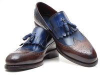 Paul Parkman Kiltie Tassel Loafer Dark Brown & Navy (ID#KT44BN)