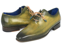 Paul Parkman Plain Toe Wholecut Oxfords Green Hanpainted Leather (ID#755-GRN)